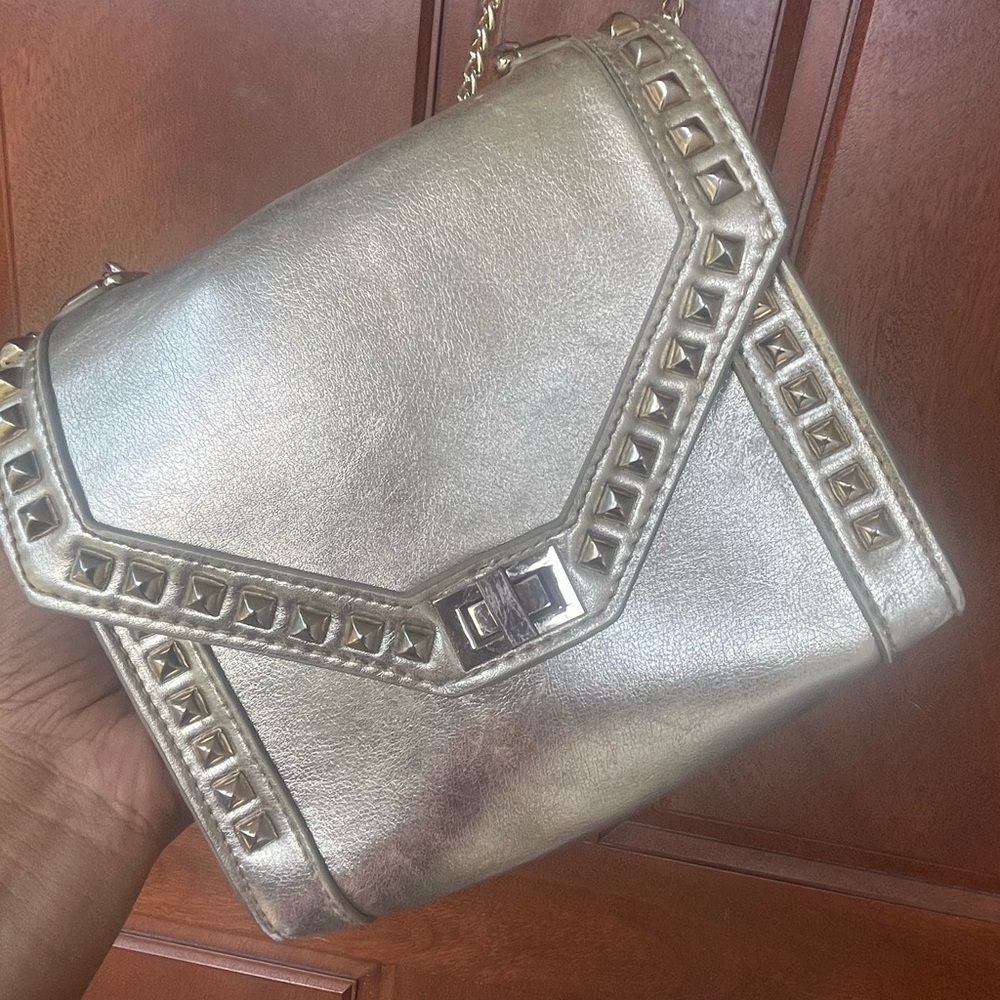 Steve Madden Metallic Gold Studded Crossbody Bag